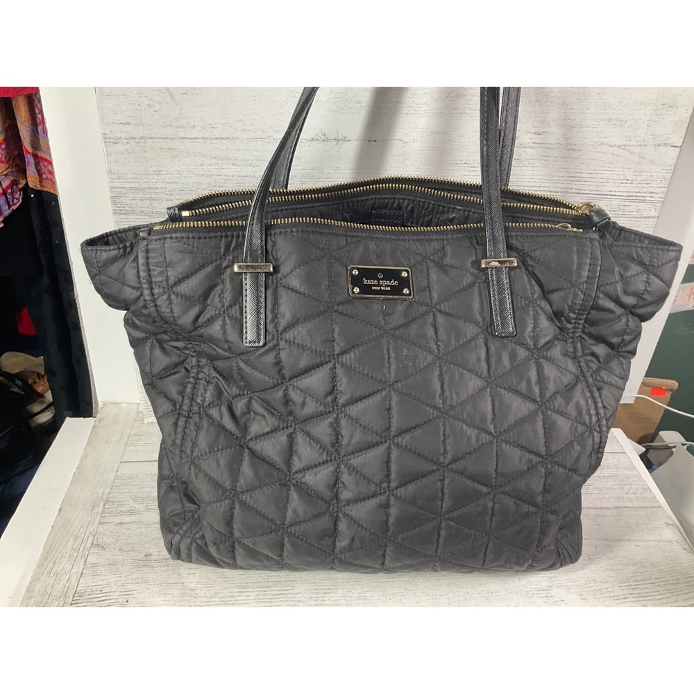 Kate Spade Quilted Black Tote Bag w/ Multiple compartments - Picture 1 of 7